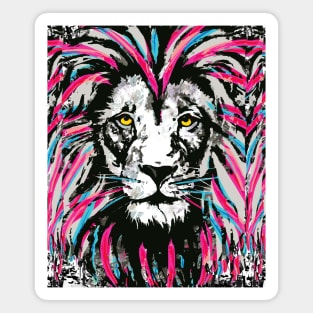 Pink Lion - Blue Lion Face Magnet